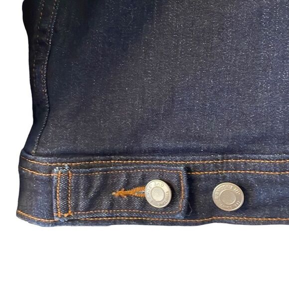 Lands’ End classic jean jacket with stretch dark Wash EUC size L - Picture 7 of 10
